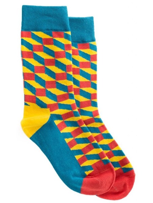 Ponožky Meatfly 3D Checker blue yellow