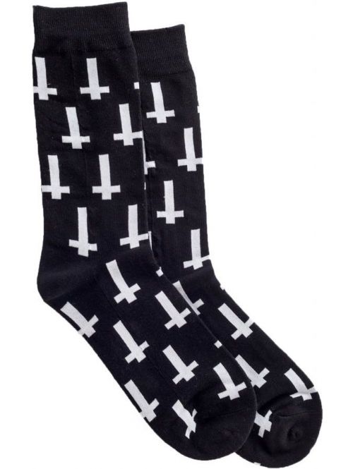 Ponožky Meatfly Cross black white