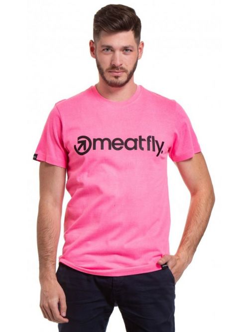 Tričko Meatfly Logo Neon Pink