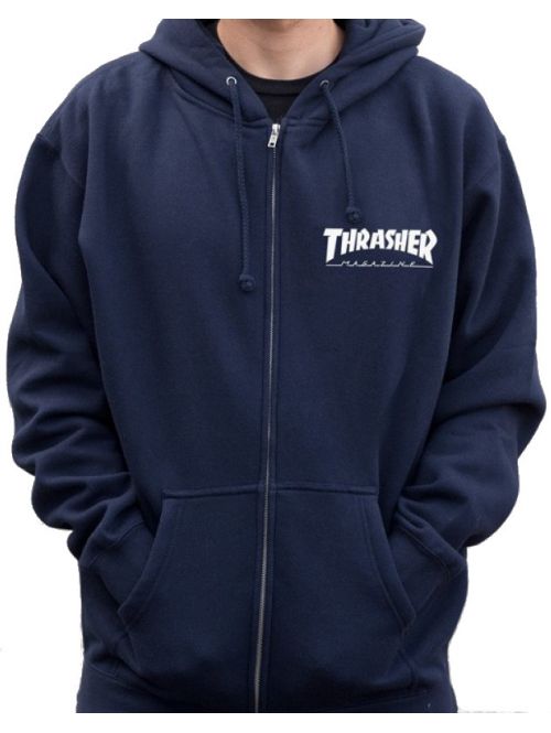 Pánská mikina Thrasher Magazine logo zip navy blue