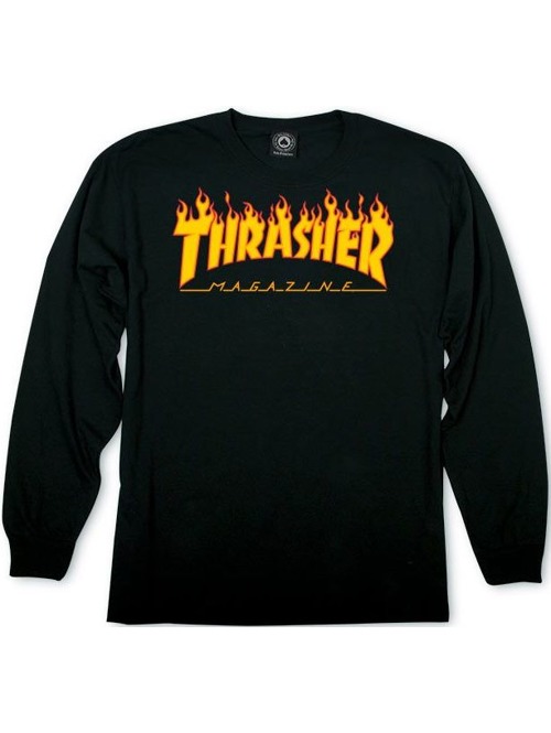 Pánské tričko Thrasher Flame Logo L/S black