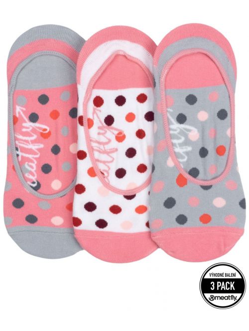 Ponožky Meatfly Low Triple Pack Grey Pink
