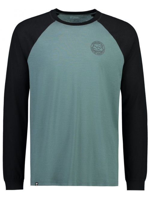 Pánské merino triko Mons Royale Icon Raglan burnt sage/black